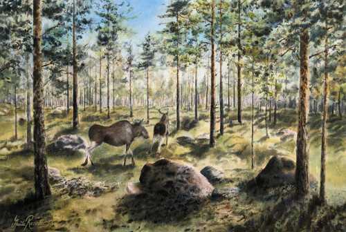 Älgarna rike - originalmålning av Anita Rosvall