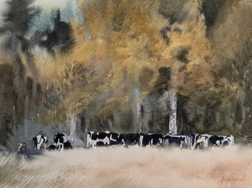 En stilla stund i hagen - originalmålning av Anita Rosvall