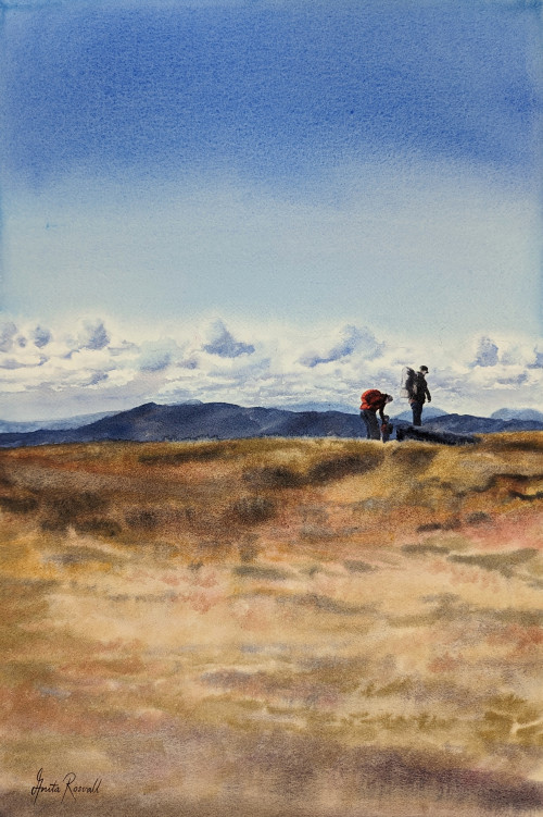 Fjällvandring - originalmålning av Anita Rosvall