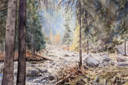 Forsens brus - originalmålning av Anita Rosvall