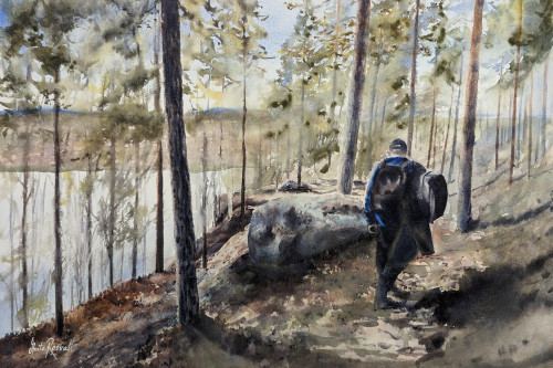 I naturens sällskap - originalmålning av Anita Rosvall