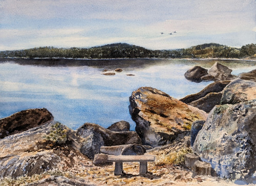 Sjöns vidunderliga stenar - originalmålning av Anita Rosvall