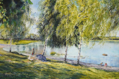 Summer day by the water - original Painting by Anita Rosvall